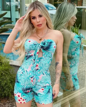 Macaquinho Feminino Estampado Floral macaquinho feminino estampado floral