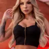 cropped com ziper na frente​